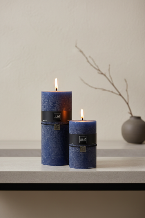 Bougies cylindrique, bleue décorative