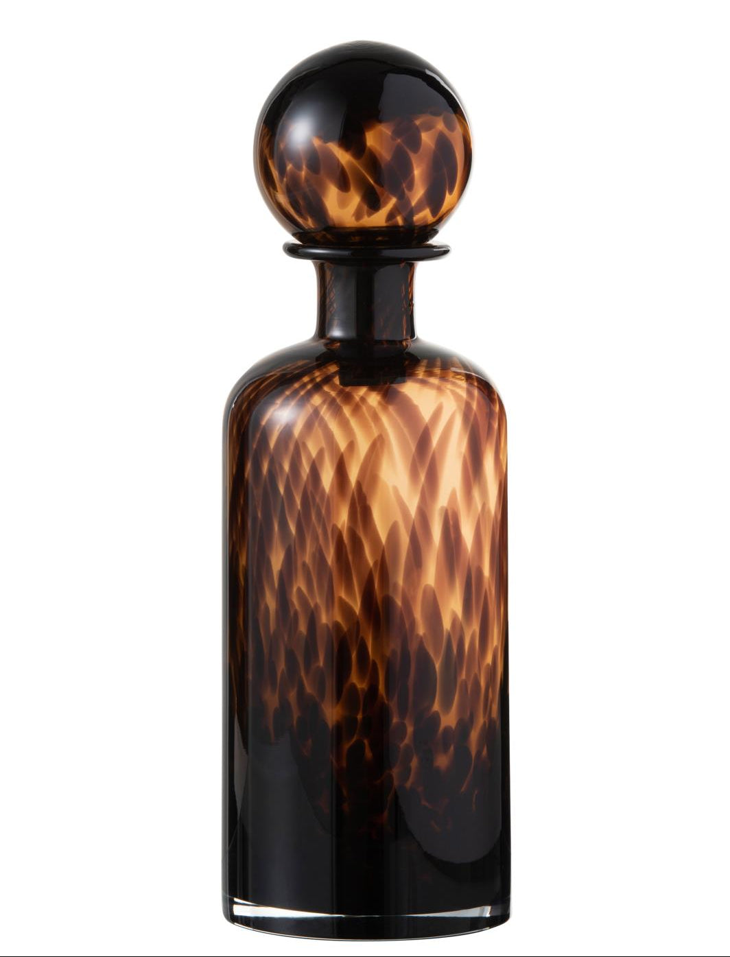 Packshot d’une bouteille décorative en verre, grande taille L au design moderne avec bouchon.