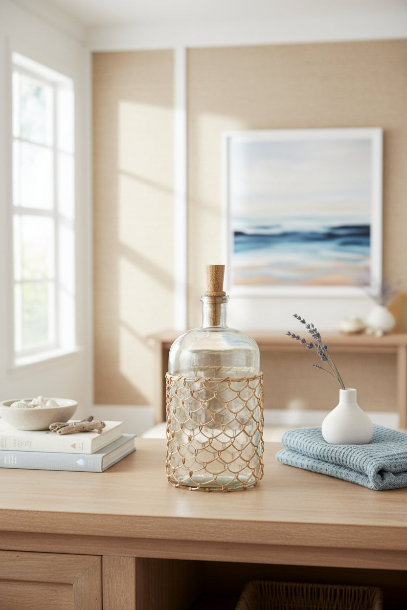 Bouteille en verre avec bouchon en bois