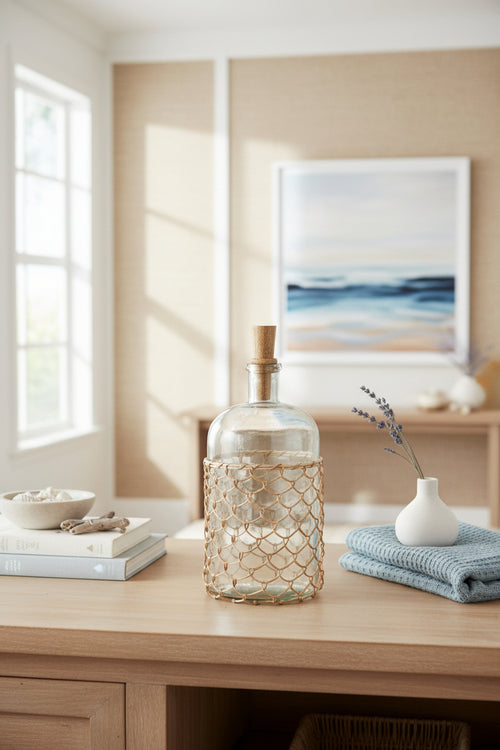 Bouteille en verre avec bouchon en bois