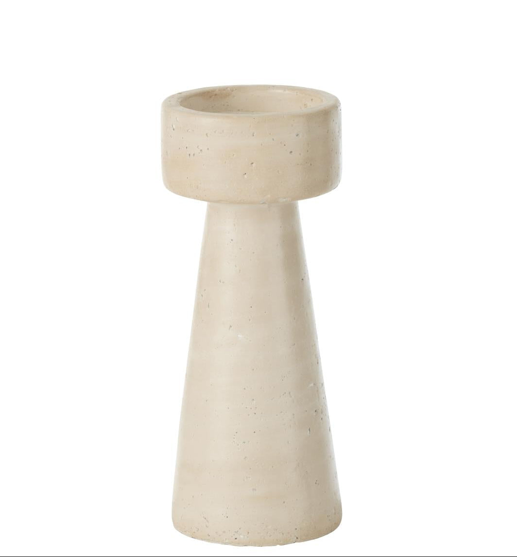 Pack Shot d’un chandelier en ciment beige, taille L présenté sur fond neutre.