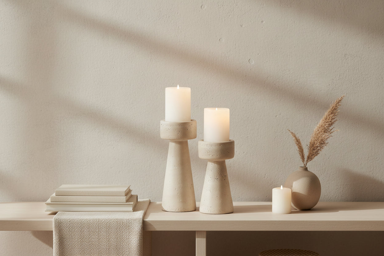 Chandelier décoratif en ciment beige, apportant une touche chaleureuse et naturelle à votre intérieur.