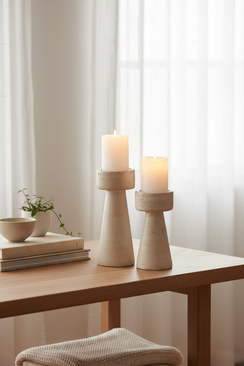 Chandelier décoratif en ciment au style minimaliste et élégant.