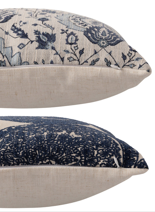 Pack Shot d’un assortiment de coussin floraux élégants.