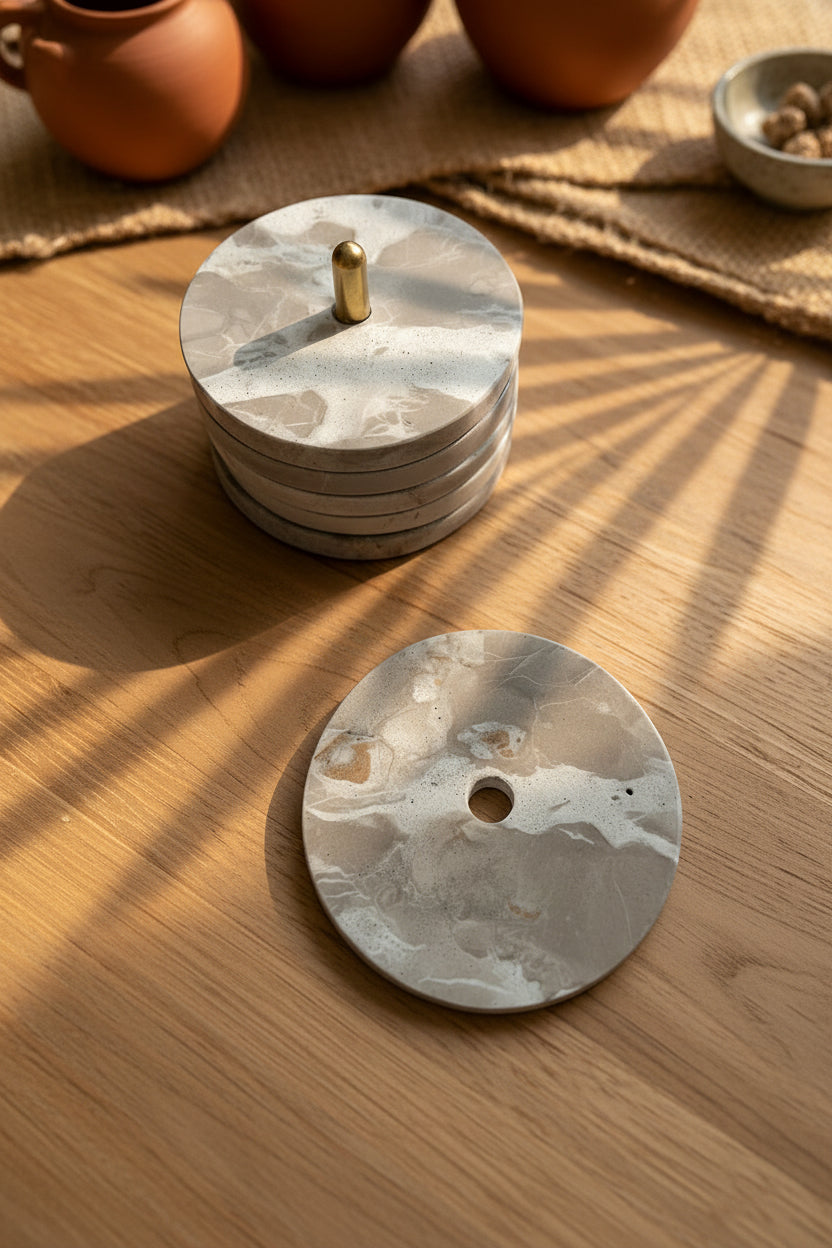 Dessous de verre avec socle de rangement.