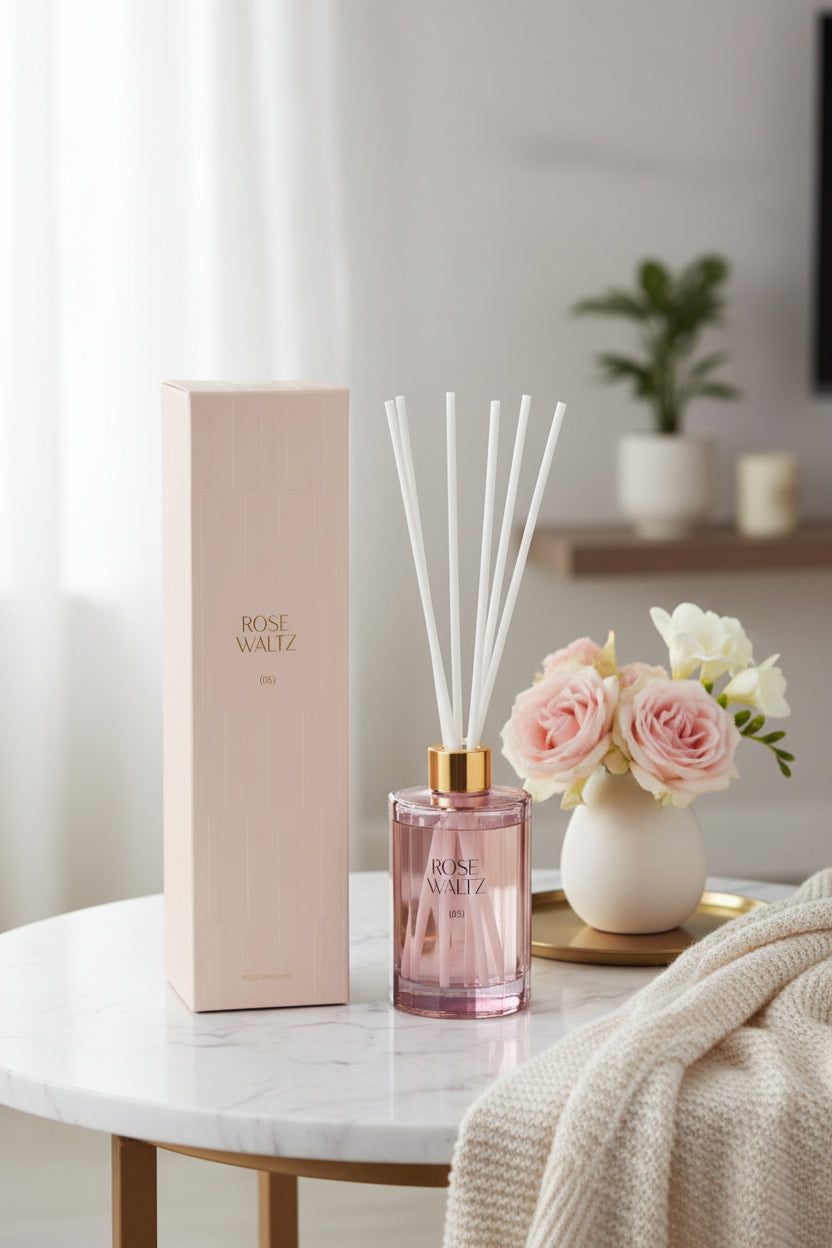 Diffuseur, rose, diffusant une brume légère dans une atmosphère relaxante.
