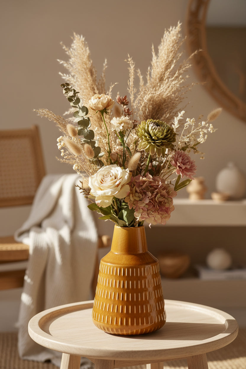 Vase en porcelaine avec une composition florale.