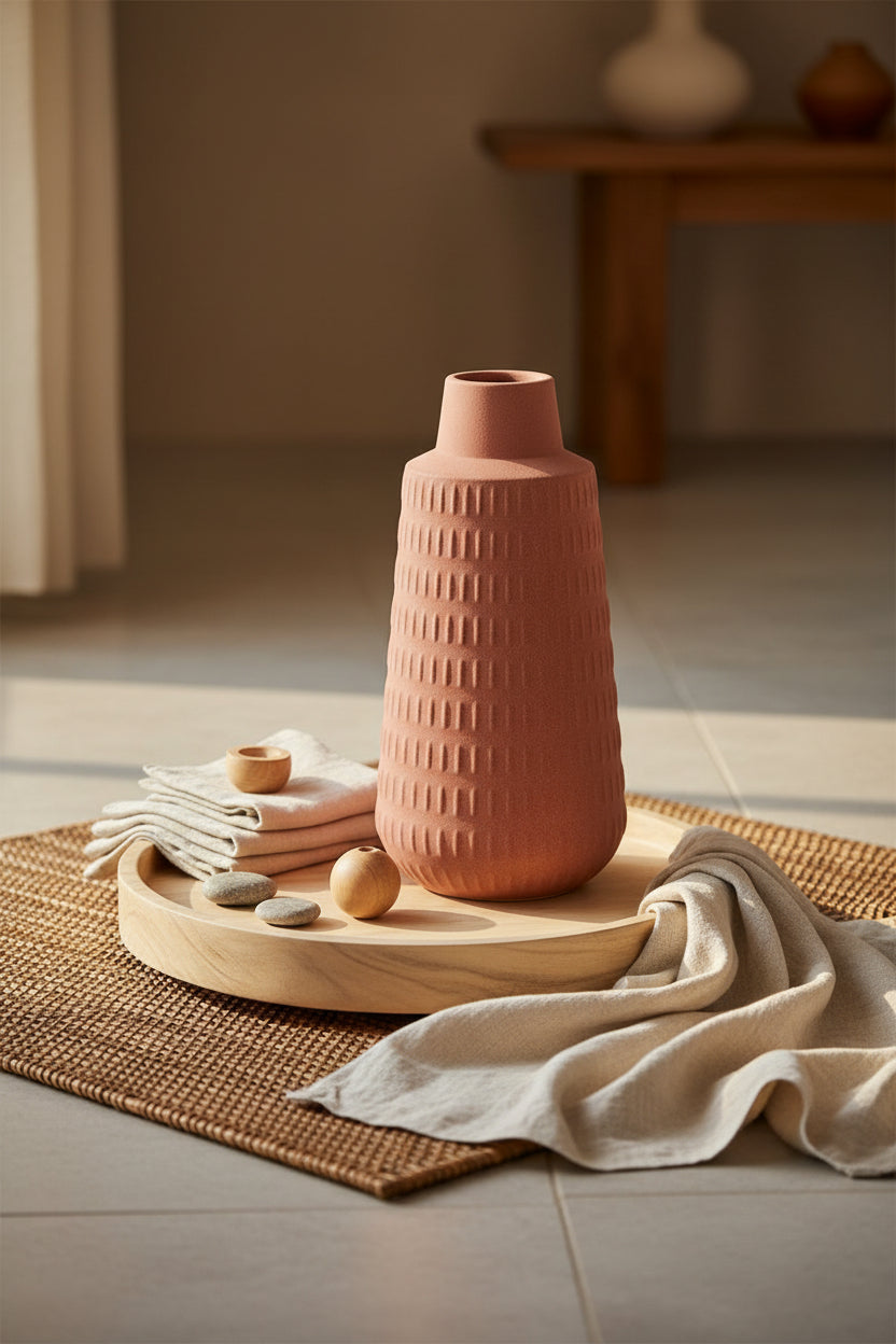 Vase en porcelaine texturée.