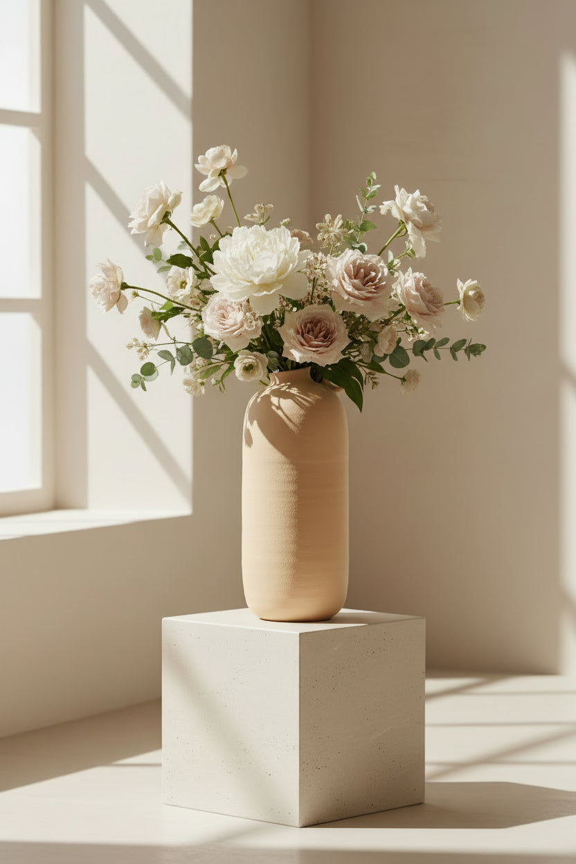 Vas en poterie beige.