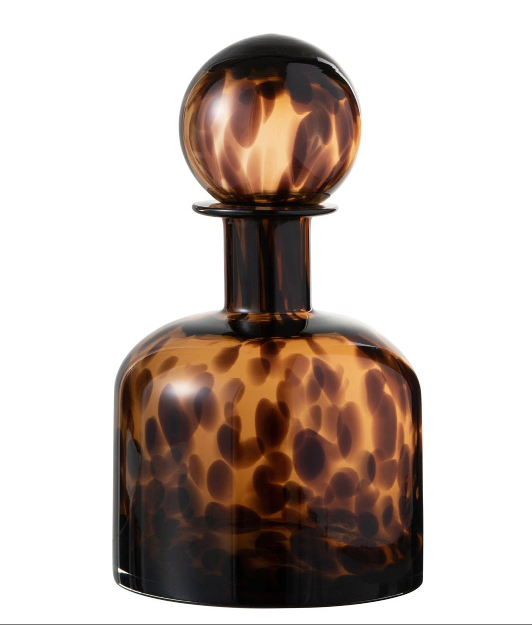 Packshot d’un vase en verre décoratif, taille M avec bouchon.